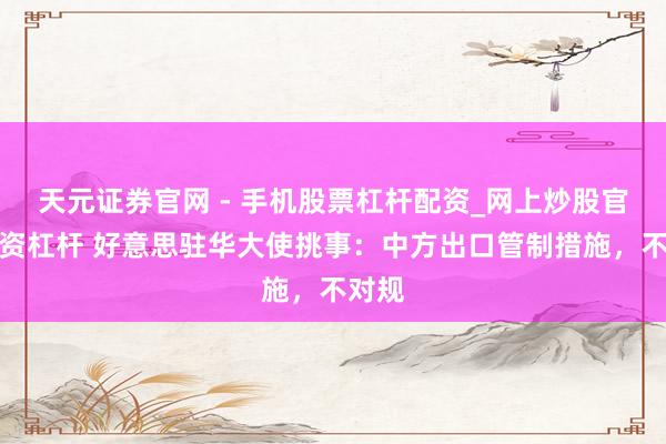 天元证券官网 - 手机股票杠杆配资_网上炒股官网配资杠杆 好意思驻华大使挑事：中方出口管制措施，不对规